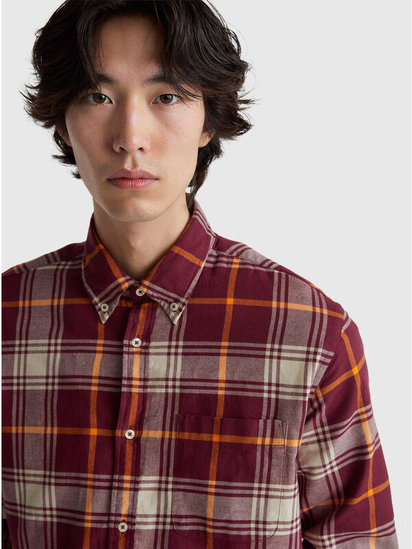 Flannel button-down shirt Men