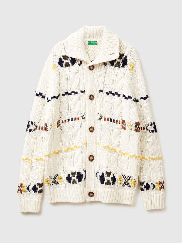 Cardigan with geometric jacquard pattern Men