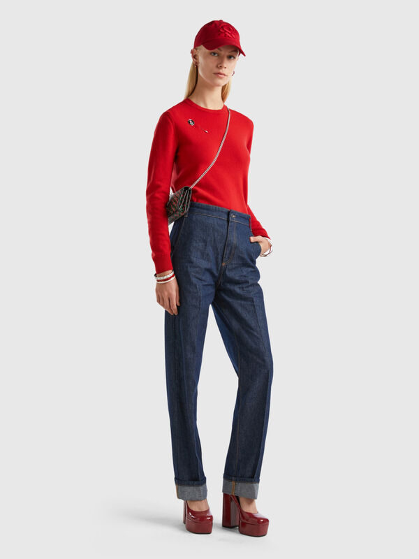 High-waisted straight jeans