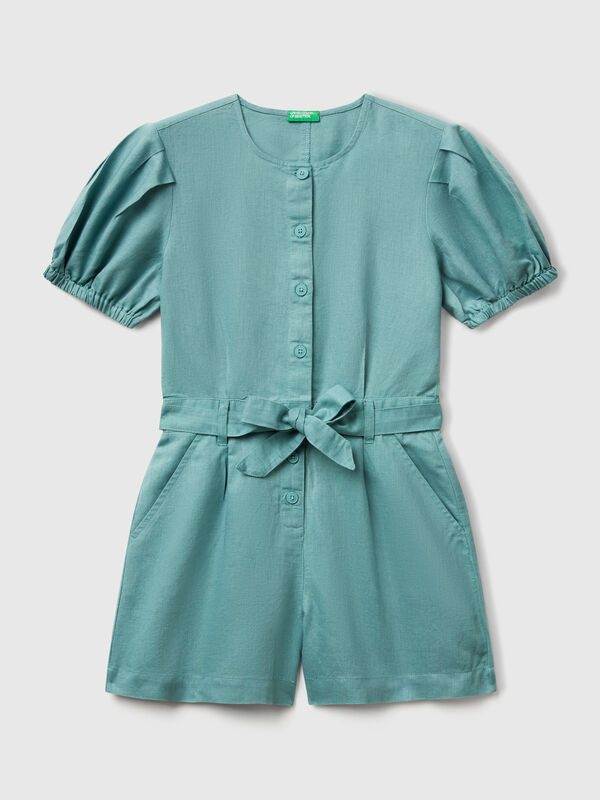 Jumpsuit with sash in linen blend Junior Girl