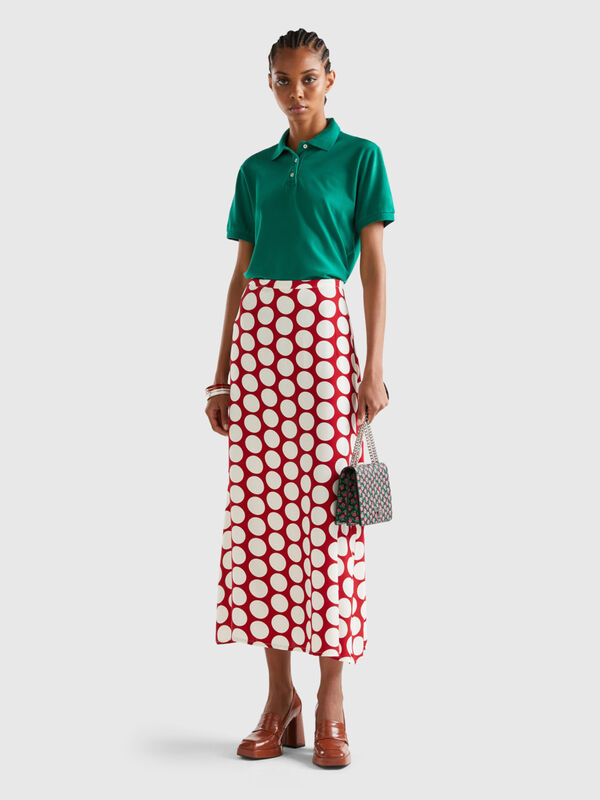 Polka dot satin skirt