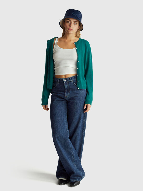 Green cardigan in pure Merino wool Women