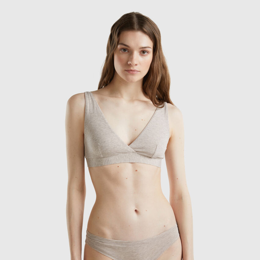 Super stretch organic cotton bra - Beige