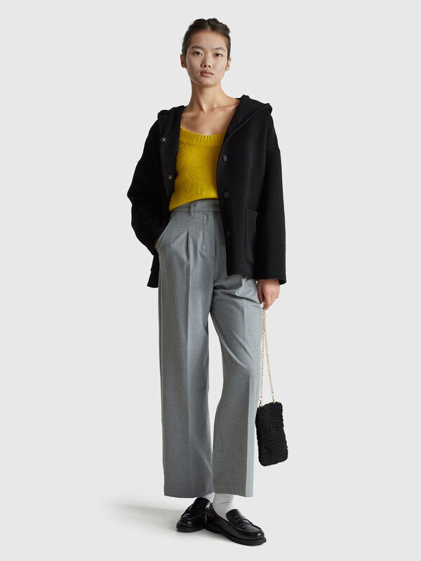 Jacket with hood in wool blend Women