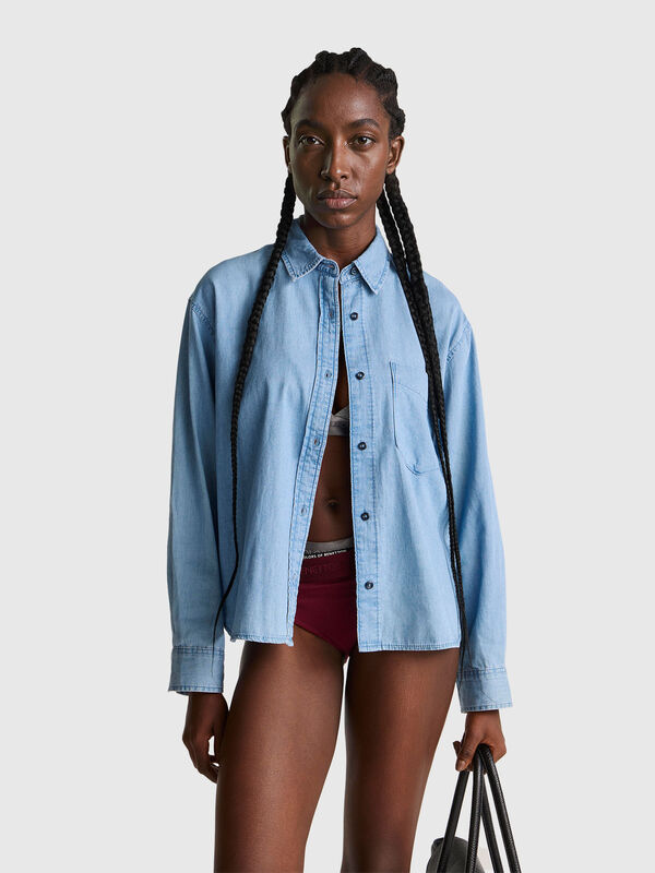 Cropped chambray shirt Women