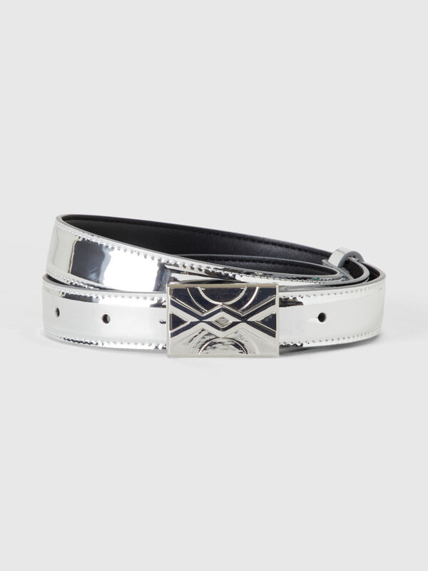 Silver belt in imitation leather