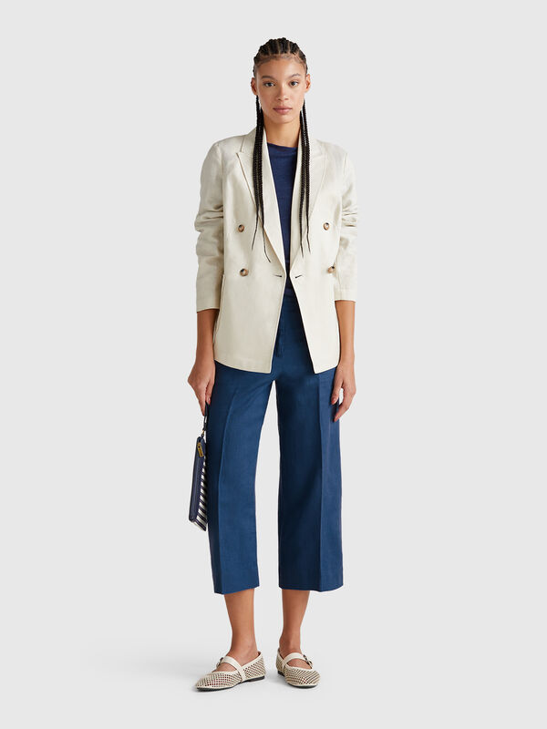 Cropped sweatpants in pure linen Women